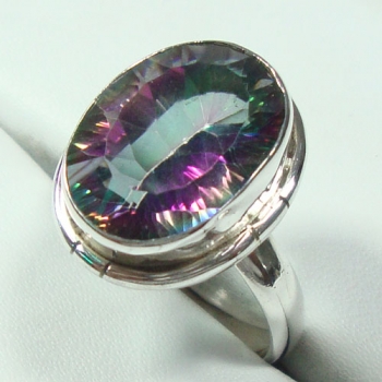 Pure silver mystic topaz rings